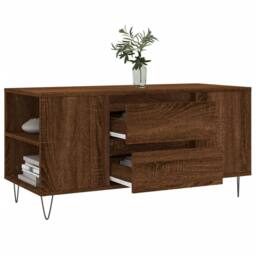 Berkfield Home Modern Coffee Table Brown Oak 102x44.5x50 cm Engineered Wood - thumbnail 4