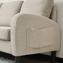 BTM L-Shaped 3-Seater Corner Sofa with Chaise, Cotton-Linen Fabric in Grey - Size: A - thumbnail 7