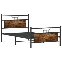 Berkfield Home Bed Frame without Mattress Smoked Oak 100x190 cm Engineered Wood in Brown - thumbnail 5
