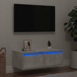 Berkfield Home TV Cabinet with LED Lights Concrete Grey 75x35.5x25 cm - thumbnail 2