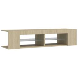 Berkfield Home TV Cabinet with LED Lights Sonoma Oak 135x39x30 cm in Light Tan - Size: 135 x 39 x 30 cm - thumbnail 7