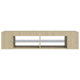 Berkfield Home TV Cabinet with LED Lights Sonoma Oak 135x39x30 cm in Light Tan - Size: 135 x 39 x 30 cm - thumbnail 8