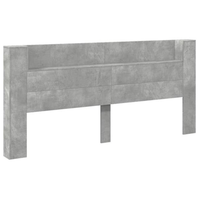 Berkfield Home Headboard Cabinet with LED Concrete Grey 220x16.5x103.5 cm - image 1