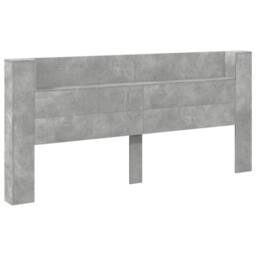 Berkfield Home Headboard Cabinet with LED Concrete Grey 220x16.5x103.5 cm - thumbnail 1