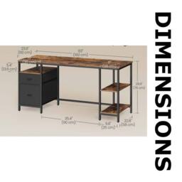 Pirlo Plush Industrial 140CM Computer Desk With Storage Shelves in Brown - thumbnail 8