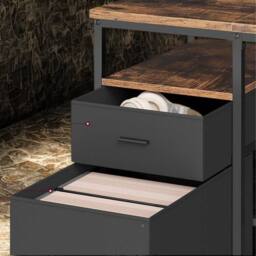 Pirlo Plush Industrial 140CM Computer Desk With Storage Shelves in Brown - thumbnail 5