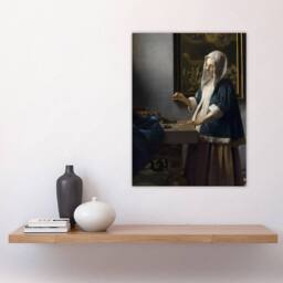 "Artery8 Woman Holding a Balance Vermeer Vintage Wall Art Print Poster in Grey - Size: W18"" x H24""" - thumbnail 4