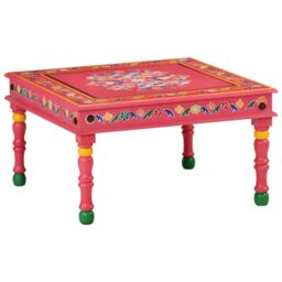 Berkfield Home Coffee Table Pink Hand Painted Solid Wood Mango