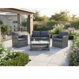 Outdoor Living The Wilmslow 4 Seat Rattan Sofa Lounge Set in Grey - thumbnail 6