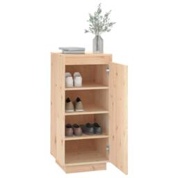 Berkfield Home Shoe Cabinet 35x35x80 cm Solid Wood Pine in Light Brown - Size: 35 x 35 x 80 cm - thumbnail 4