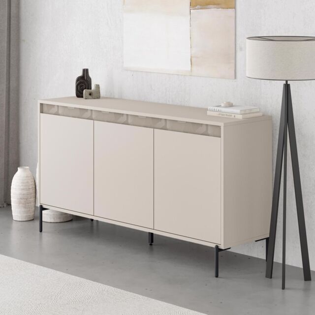 FWStyle 3 Door Large Sideboard Sandstone Modern Design in Beige - image 1