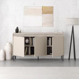 FWStyle 3 Door Large Sideboard Sandstone Modern Design in Beige - thumbnail 2