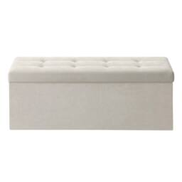 KORVIXA Cream White Foldable Storage Ottoman Cube with Hidden Compartment - Size: 100 cm x 100 cm