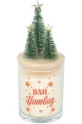 KDMD Bah Humbug Orange & Clove Glass Candle with Tree in White - thumbnail 2
