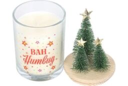 KDMD Bah Humbug Orange & Clove Glass Candle with Tree in White - thumbnail 3