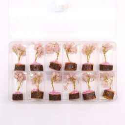 KDMD Mini Gemstone Tree On Wood Base - Rose Quartz (15 stones) in Pink - thumbnail 4