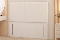 "Somnior Austin Plush Velvet 54"" Floor Standing Upholstered Divan Headboard in White - Size: Super King"