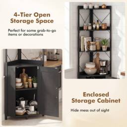 Costway Modern Corner Shelf 180cm Tall Corner Cabinet Bookshelf Display Rack in Black - thumbnail 3