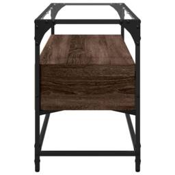 Berkfield Home TV Cabinet with Glass Top Brown Oak 98x35x51 cm Engineered Wood - Size: 98 x 35 x 51 cm - thumbnail 5