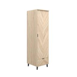 Wyld Haus Chveron 1 Door Wardrobe with Oak Drawer Panel Natural Oak Finish - thumbnail 2