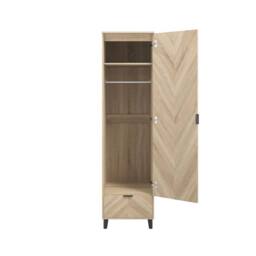Wyld Haus Chveron 1 Door Wardrobe with Oak Drawer Panel Natural Oak Finish - thumbnail 5