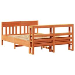 Berkfield Home Decorative Bed Frame Frame Wax Brown 120x190 cm Small Double Soli - thumbnail 6