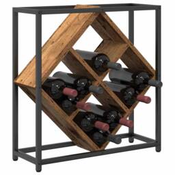Berkfield Home Wine Rack Old Wood 51x18x52, 5 cm Engineered Wood in Brown - thumbnail 3