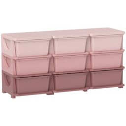 HOMCOM Kids Storage Units with Drawers 3 Tier Chest Dresser Tower in Pink - thumbnail 2