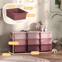 HOMCOM Kids Storage Units with Drawers 3 Tier Chest Dresser Tower in Pink - thumbnail 3
