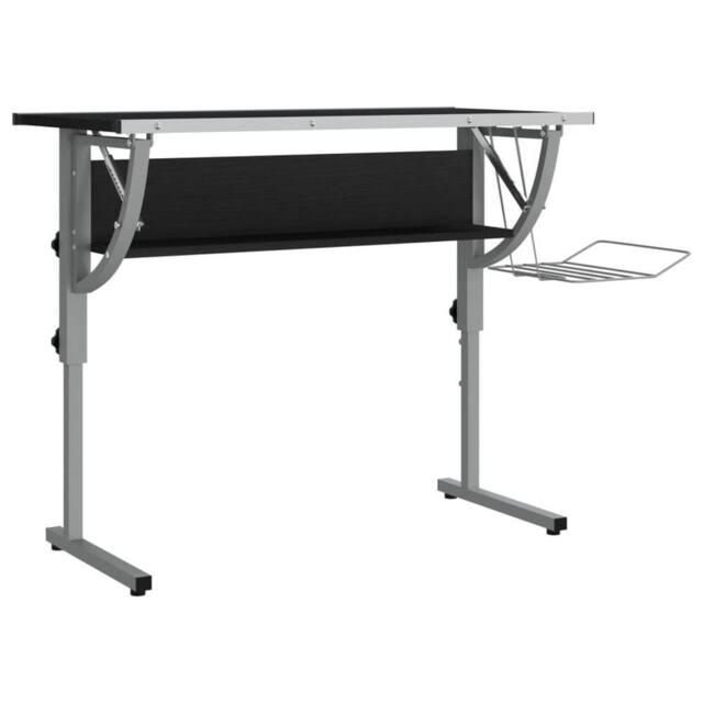 Berkfield Home Craft Desk Black&Grey 110x53x(58-87) cm Engineered Wood&Steel in Black - image 1