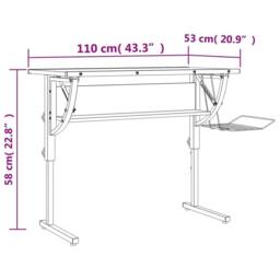 Berkfield Home Craft Desk Black&Grey 110x53x(58-87) cm Engineered Wood&Steel in Black - thumbnail 7