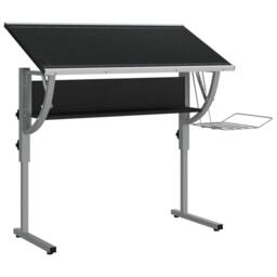 Berkfield Home Craft Desk Black&Grey 110x53x(58-87) cm Engineered Wood&Steel in Black - thumbnail 5