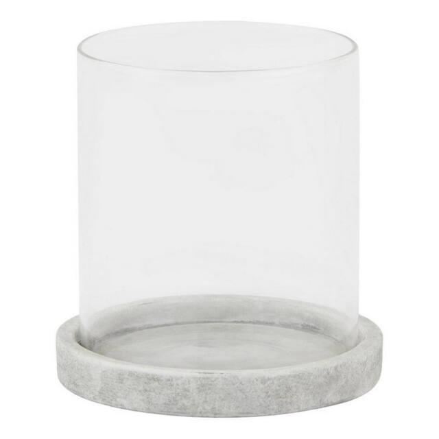 Lemon Pavilion Furniture and Decor Athena Stone Hurricane Lantern - Ceramic - L14 x W14 x H14 cm - White in Grey - image 1
