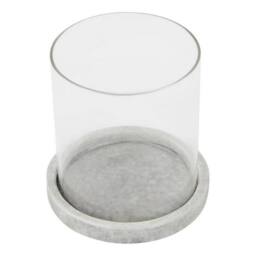 Lemon Pavilion Furniture and Decor Athena Stone Hurricane Lantern - Ceramic - L14 x W14 x H14 cm - White in Grey - thumbnail 2