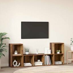 Berkfield Home TV Cabinet Set 3 pcs Brown 107 x 35 x 37 cm Engineered wood - thumbnail 4