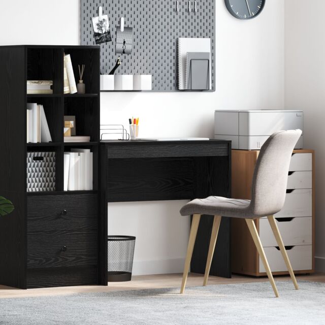 Berkfield Home Black Oak Writing Desk Black oak Engineered wood 80 x 40 x 76 cm - image 1