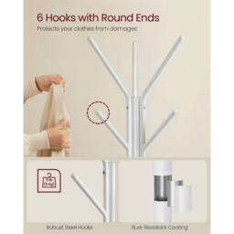 Kelvenix Beige Coat Tree, Hall Tree Free Standing in White - thumbnail 5