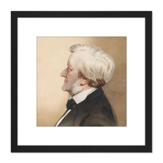 Artery8 Diefenbach Portrait Composer Wilhelm Richard Wagner 8X8 Inch Square Wooden Framed Wall Art Print Picture with Mount in Black - image 1