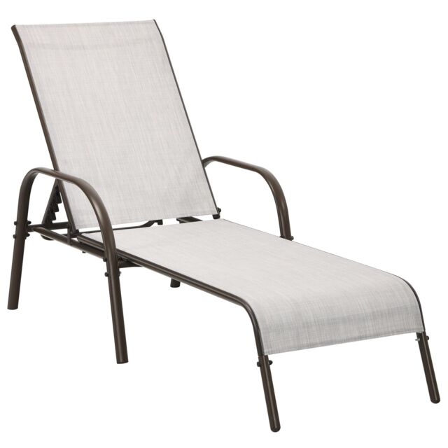 Gymax Folding Chaise Lounge Chair With 5 Adjustable Positions Outdoor in Grey - image 1