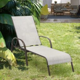 Gymax Folding Chaise Lounge Chair With 5 Adjustable Positions Outdoor in Grey - thumbnail 5