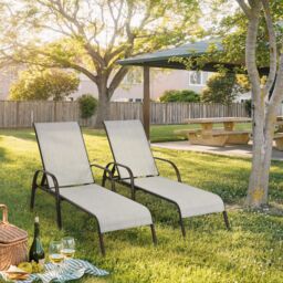 Gymax Folding Chaise Lounge Chair With 5 Adjustable Positions Outdoor in Grey - thumbnail 3