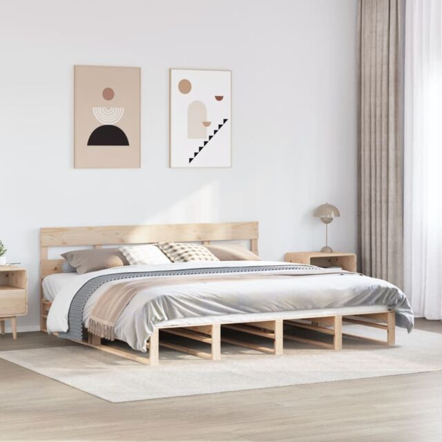 Berkfield Home Bed Frame without Mattress 180x200 cm Super King Solid Wood Pine in Brown - image 1