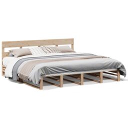 Berkfield Home Bed Frame without Mattress 180x200 cm Super King Solid Wood Pine in Brown - thumbnail 2