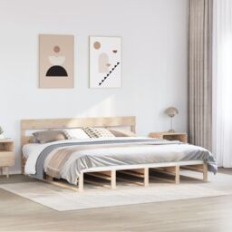 Berkfield Home Bed Frame without Mattress 180x200 cm Super King Solid Wood Pine in Brown - thumbnail 1