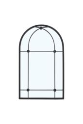 Living and Home Modern Arched Wall-mounted Metal Frame Windowpane Mirror in Black - thumbnail 4