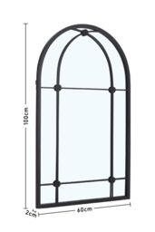 Living and Home Modern Arched Wall-mounted Metal Frame Windowpane Mirror in Black - thumbnail 7