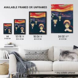 Artery8 Anxiety Figures Oil Painting Munch Vintage Framed Wall Art Print - Size: A4 - thumbnail 3