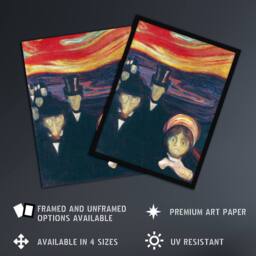 Artery8 Anxiety Figures Oil Painting Munch Vintage Framed Wall Art Print - Size: A4 - thumbnail 2