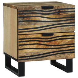 Berkfield Home Bedside Cabinets - 2 pcs, 40x33.5x46 cm, Solid Mango Wood & Engineered Wood in Brown - Size: 40x33.5x46 cm - thumbnail 2