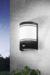 Eglo Cerno Metal & Glass IP44 Outdoor Wall Light With Sensor in Black - thumbnail 2